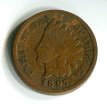 1897 Indian Head Penny United States Small Cent Antique Circulated Coin 03694 - £4.15 GBP