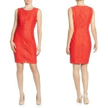 T Tahari Lattice Lace Front Zip Sleeveless Dress Red Size 10 B4HP - £31.29 GBP