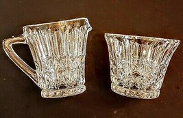 Crystal Creamer &amp; Open Sugar Bowl Ribbed Oval and X Elegant Pattern Glass - £20.47 GBP