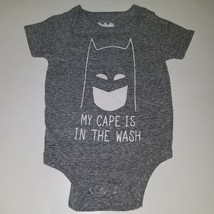 DC Batman My Cape Is In The Wash Bodysuit Heathered Gray Baby Infant 12 ... - $10.90