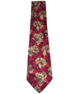 Barneys New York Men&#39;s Silk Neck Tie Red Gold Floral Watercolor - $27.35 CAD