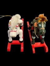 Rocking Horse Ornament Lot Wood Tree Decorations Vintage 1980&#39;s Toy Pony - $258.83 MXN