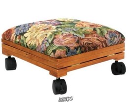 EPC Collapsible Footstool Ottoman - Tapestry Covered Fold-Away Portable Rolling - £34.15 GBP