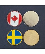 Canada or Sweden Country Flag Thin Enameled Metal Golf Ball Markers - Yo... - £3.13 GBP