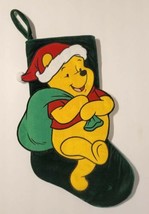 Disney Winnie the Pooh Christmas Stocking Plush 3D Green Toy Bag Santa 16&quot; CUTE - £30.06 GBP