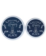 2 ELECTRIC STOVETOP TIN BURNER COVERS (1-10&quot;,1-8&quot;) WELCOME TO MY HAPPY P... - £10.11 GBP