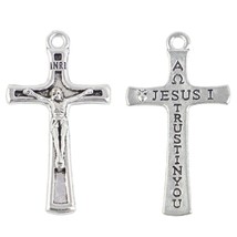 12pcs of 11.3&quot; Antique Silver Jesus I Trust In You Rosary Crucifix Cross - £7.56 GBP