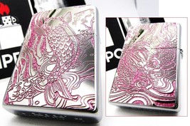 Carp Water Fall Pink 2 Sides Metal Paint Plate Zippo 2022 MIB Rare - £74.49 GBP