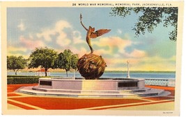 World War Memorial, Memorial Park, Jacksonville Florida, vintage postcard - $11.99
