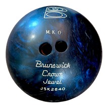 VTG BRUNSWICK CROWN JEWEL BLUE SWIRL BOWLING BALL 14 LB #  - $25.73