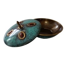 Judaica Covered Brass Enameled Bowl Dish Israel Mid Century Vintage TINY FLAW - £31.13 GBP