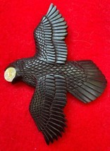 Magical Carved  Jet Large Flying Raven Crow Carrying Moon Shamanic Power... - £93.87 GBP