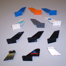12 Used Lego Black Blue White Dark Stone Orange Shuttle Tail Sticker 6239 - 3479 - £7.86 GBP