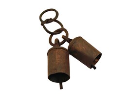 Antique Hand Forged Wrought Iron Hanging Bells Cowbell Rustic Windchimes Country - £21.16 GBP
