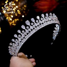 New Diadema Women&#39;s Silver Zirconia Tiara Lengthened Crown Bridal Crystal Headdr - £91.79 GBP