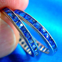 Antique Sapphire French cut Wedding Band Deco Platinum Eternity Anniversary Ring - $141,415.29 MXN