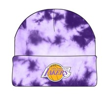 Mitchell &amp; Ness NBA Tie Dye Knit HWC Los Angeles Lakers Purple Mens Beanie - $20.52
