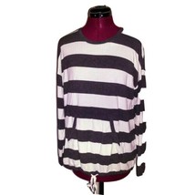 Kensie Top Black White Women Kangaroo Pocket Striped Size Medium Knit - $28.72