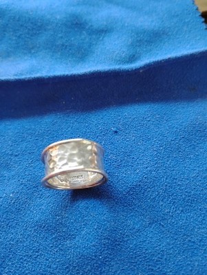925 Sterling Silver Modernist 11 Mm Wide Hammered Band Ring SZ 7.5 Free Shipping Item image 4