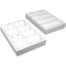 2 White Leather 8 Slot Pendant Trays Jewelry Displays - £19.71 GBP