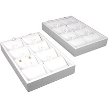 2 White Leather 8 Slot Pendant Trays Jewelry Displays - £18.74 GBP