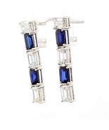 Lab Grown CVD Diamond &amp; Natural Blue Sapphire Earrings – Custom Personal... - $3,434.82 CAD