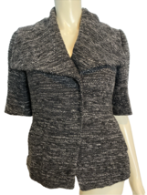 Ann Taylor Black and White Tweed Collared 3/4 Sleeve Swing Jacket Size 2 - $34.19