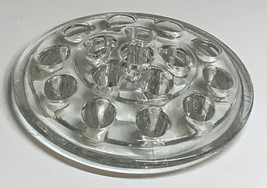Vintage Glass Flower Frog Clear 16 Hole Supportive Lip Edge 5&quot; Dome Shaped - £8.17 GBP