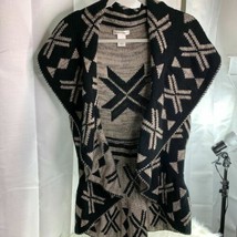 John Paul Richard Womens Sz XL Aztec Tan Black Open Cardigan Sweater Reversible - £16.52 GBP