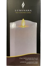 NIB Luminara 3”x6.5” Pillar White Unscented REAL Wax Timer/Remote Compatible - £26.29 GBP