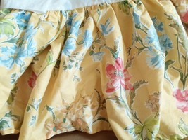 Vintage Laura Ashley Bed Skirt Dust Ruffle TWIN Yellow Multi Floral Gathered - £53.47 GBP