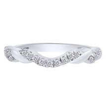 0.15CT Clear Diamond 14K White Gold Plated Ribbon Wrapped Contour Wedding Ring - £129.86 GBP