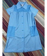 Vtg 1970’s Sears Fashions Blue Gingham Checkered Button Down House Coat ... - £18.30 GBP