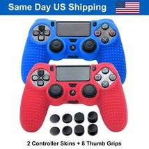 For Ps4 Controller Anti-Slip Silicone Protector Covers Skins +4 Pairs Thumb Grip - £15.17 GBP