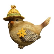 RARE Bird  With Hat Farmhouse Figurine Birdie Embossed Flower on Wing - £22.51 GBP