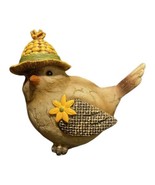 RARE Bird  With Hat Farmhouse Figurine Birdie Embossed Flower on Wing - £23.00 GBP