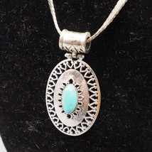 Trifari Collier Médaillon Faux Turquoise Collier Pendentif Déclaration - $43.54