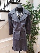 Sweet Women&#39;s Gray 100% Polyester Long Sleeve Blazer &amp; Skirt Two Piece Suit 22W - £35.95 GBP