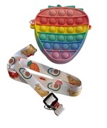 PINEAPPLE Pop It Fidget Toy Purse With Fruit Decor Strap Sherbet Rainbow Colors - £10.30 GBP