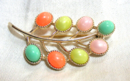 Vintage Gold Toned Sarah Branch Pin Brooch Colored Acrylic Stones 15-v - $645.41 MXN