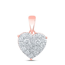 10kt Rose Gold Womens Round Diamond Heart Pendant 3/4 Cttw - £600.63 GBP