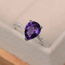 1.20Ct Amethyst Engagement Diamond Ring 14K White Gold Over For Women&#39;s Gift - £77.20 GBP