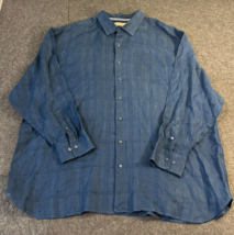 Tommy Bahama Hawaiian Linen Button Down Long Sleeve Shirt Blue Men&#39;s Siz... - $29.64