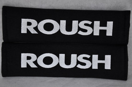 2 pieces (1 PAIR) Roush Racing Embroidery Seat Belt Cover Pads (White on Black) - £13.36 GBP