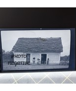 Antique Photo Négative 1920s Mexico Children Kids House Thatched Roof 1930s - €36,55 EUR