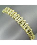 14K Yellow Gold Over Three Row 5.35TCW DIAMOND TENNIS BRACELET Wave S-Links - £215.50 GBP
