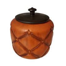 Vintage Haeger Orange Quilted Jar 8062 Black Lid Canister Jar - $46.41