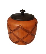 Vintage HAEGER Orange QUILTED Jar 8062 Black Lid Canister Jar - $46.41