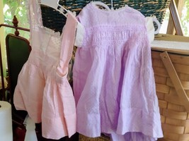 1950&#39;s-60&#39;s Baby Dress and Pinafore dotted Swiss Lot of 2 Need TLC! - £7.90 GBP