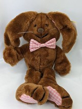 Dakin Harlan Hare Plush Rabbit Brown 12 Inch 1983 Pink Gingham Stuffed Animal - $29.95